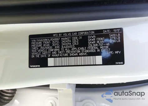 2018 Volvo Xc60 T6 Momentum from USA, damaged, VIN YV4A22RKXJ1046667